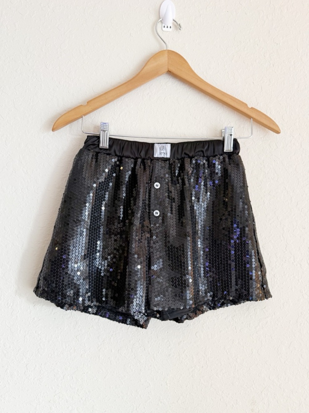 Parke Black Sequin Boxer Shorts Size XS